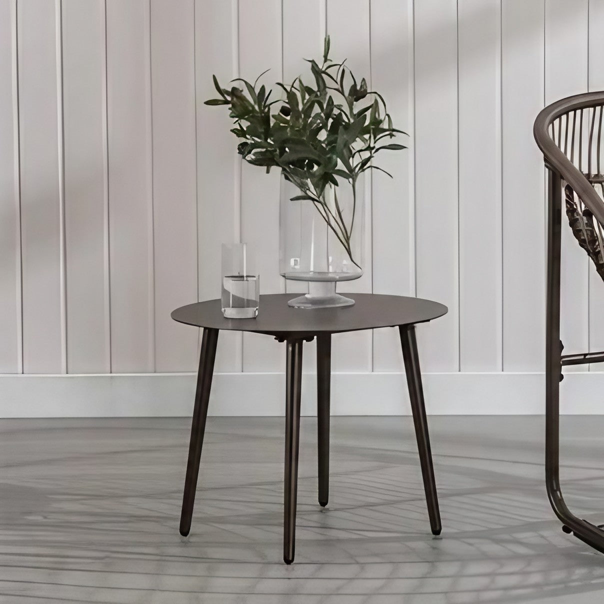 طقم كراسي هزاز خارجي مع ترابيزة خارجية ستيل وراتان، 3 قطع