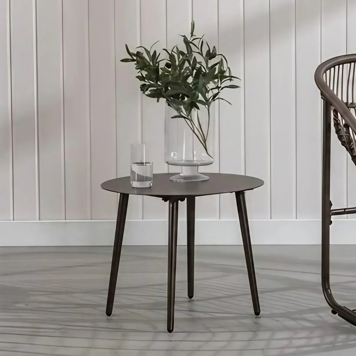 طقم كراسي هزاز خارجي مع ترابيزة خارجية ستيل وراتان، 3 قطع