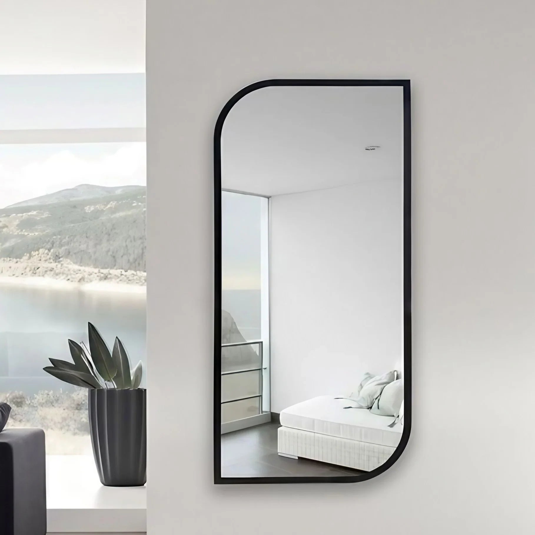 مرايا حائط بإطار خشب ام دي اف، 70*2*115 سم