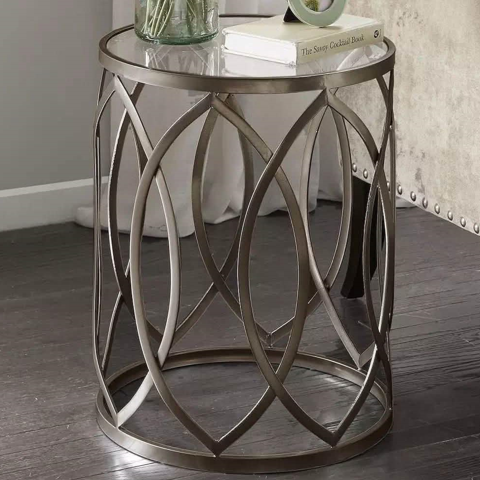 ترابيزة جانبية ستيل بسطح زجاج، 40*40*50 سم