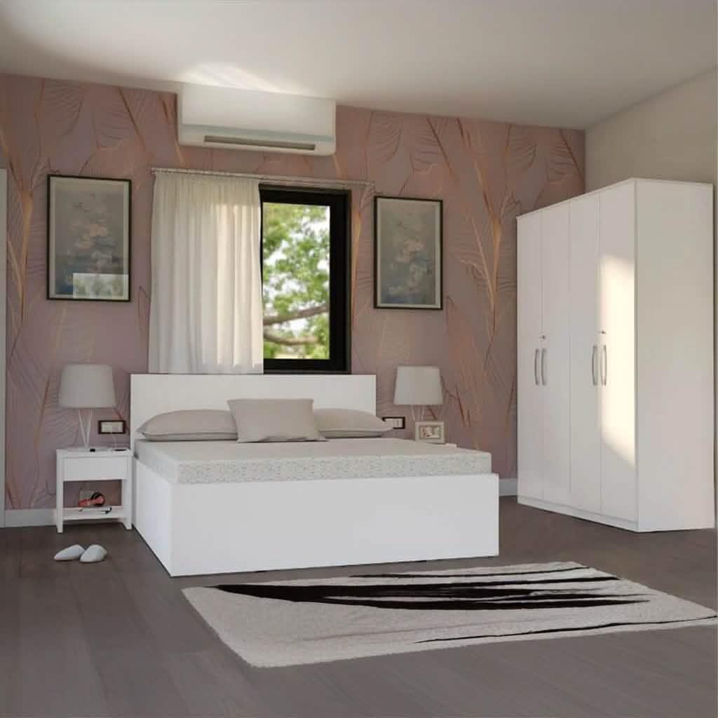 غرفة نوم كاملة، خشب ام دي اف - 4قطع