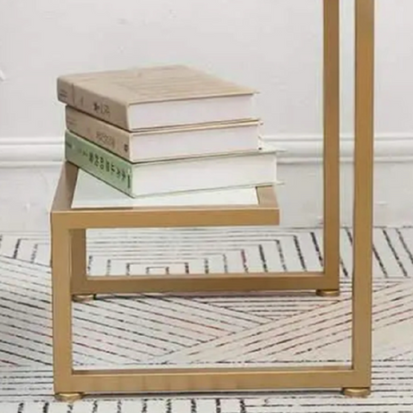 ترابيزة جانبية ستيل بسطح رخام، 35*45*50 سم