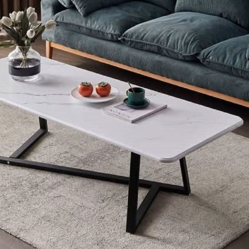 ترابيزة قهوة معدن بسطح خشب، 100*50*45 سم