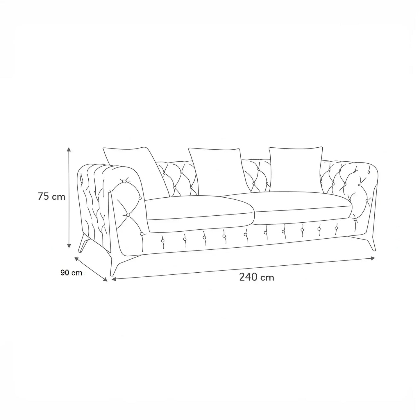 كنبة خشب زان، 240*90*75 سم