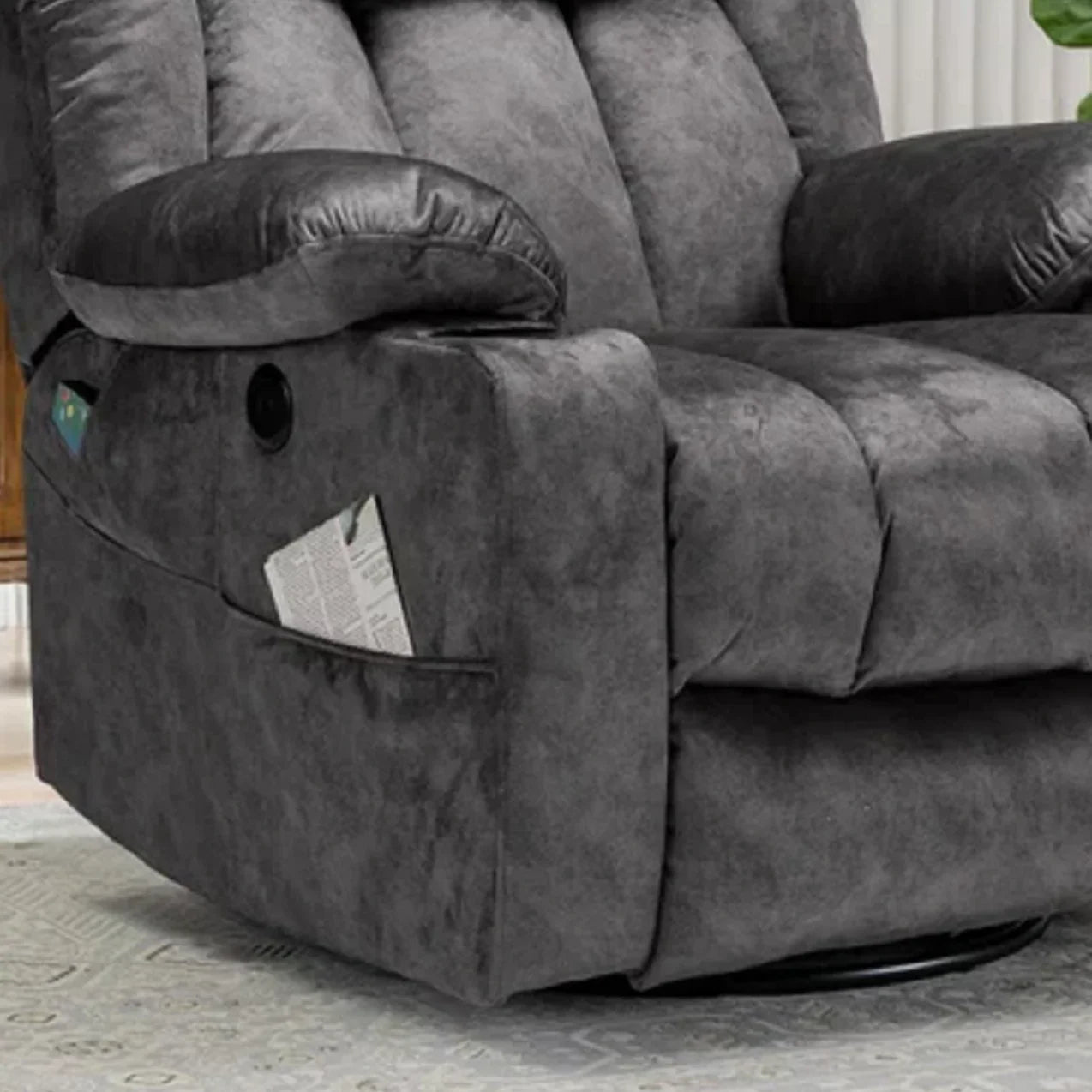 كرسي استرخاء ليزي بوي خشب زان، 100*90*105 سم - رمادي غامق