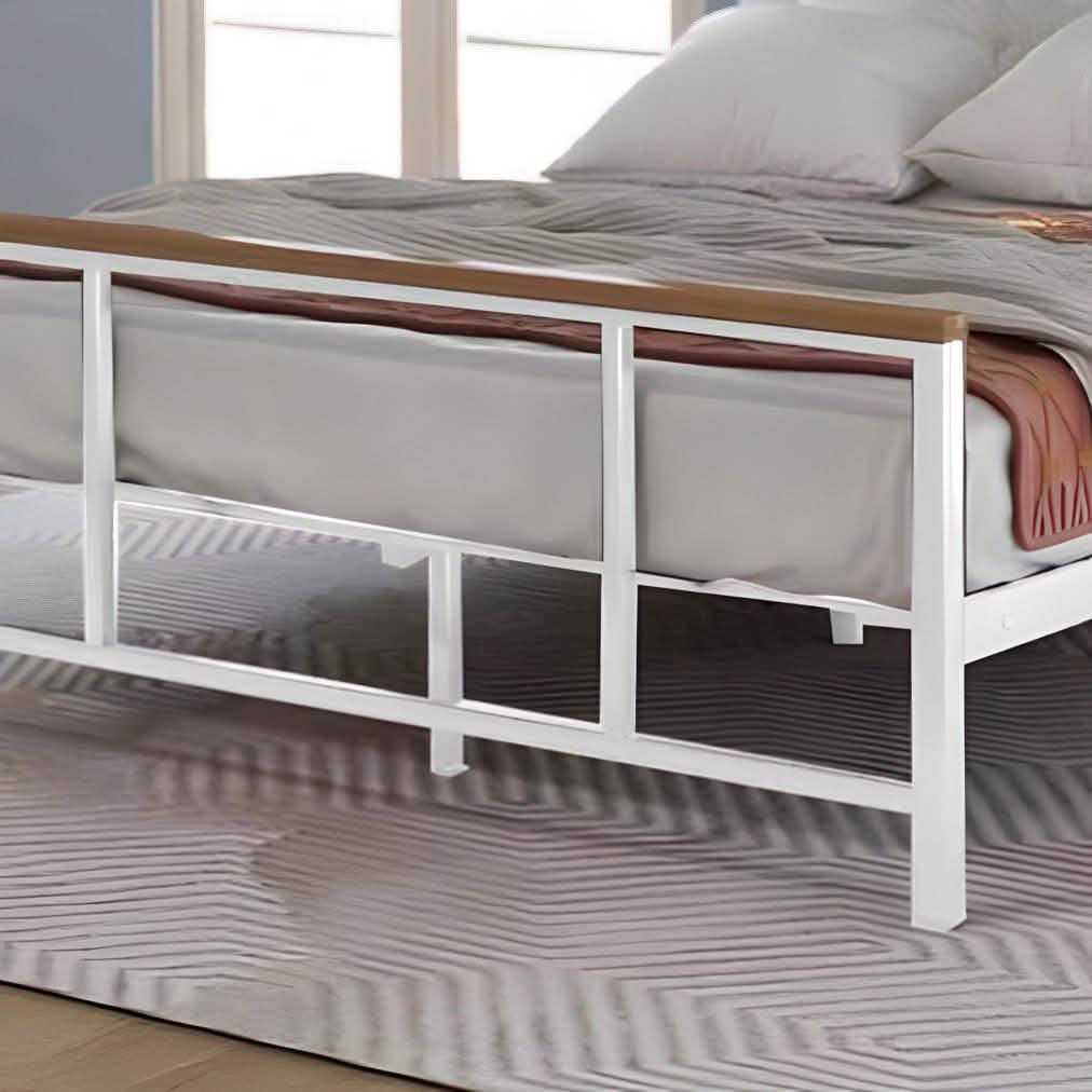 سرير كينج معدن و خشب طبيعي، 160*195*100 سم