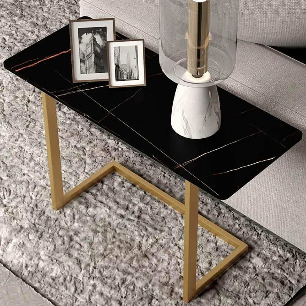 ترابيزة جانبية معدن بسطح جرانيت، 60*35*50 سم