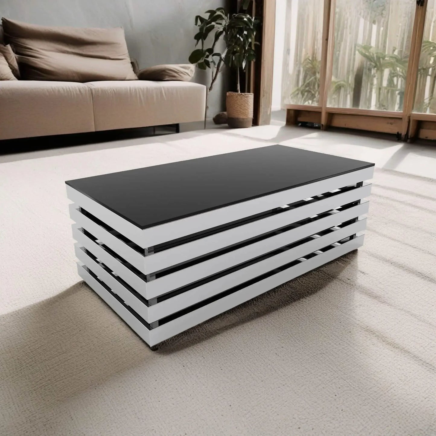 ترابيزة قهوة بسطح زجاجي 60*120*45 سم - RAX14 - Homix