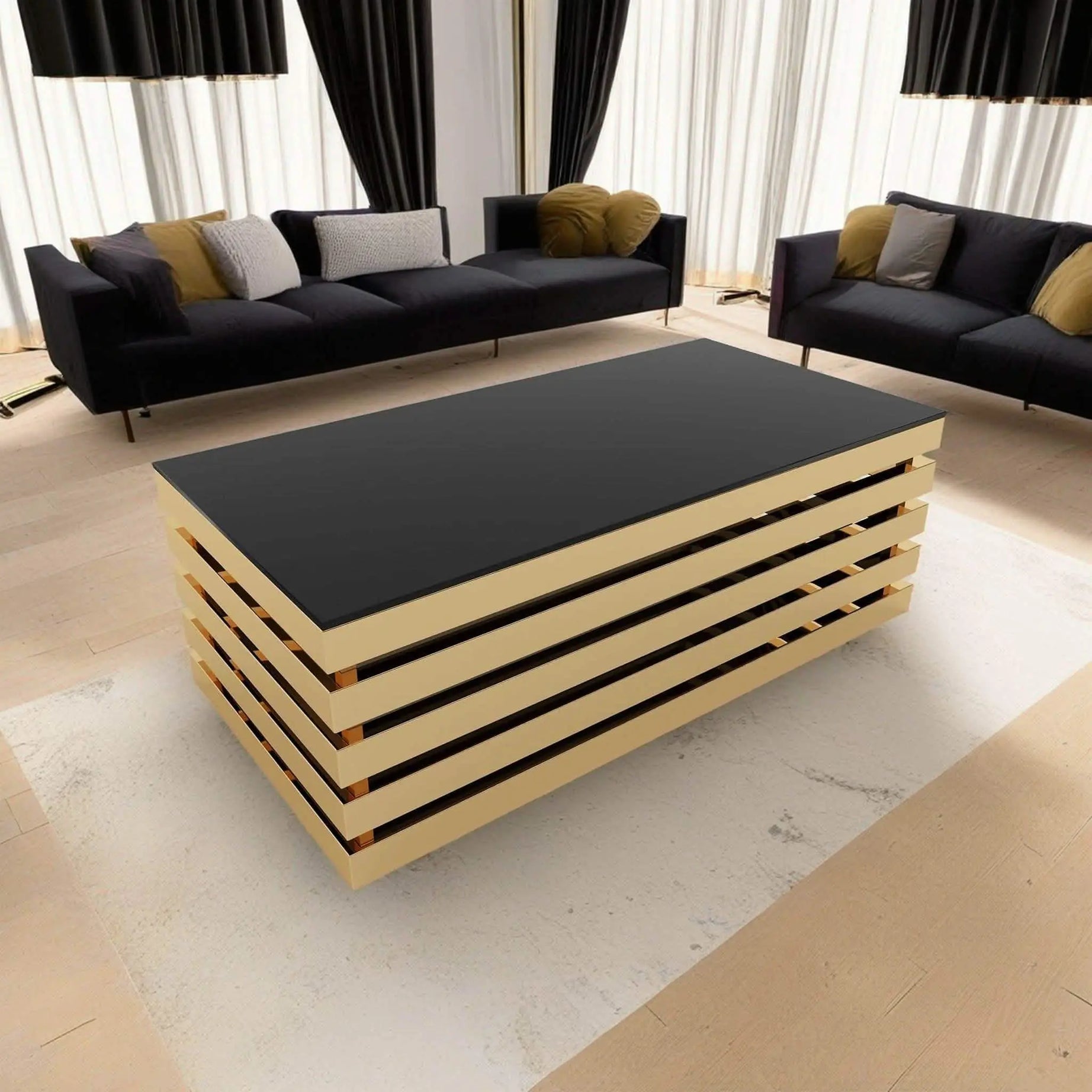 ترابيزة قهوة بهيكل ذهبي 60*120*45 سم - RAX22 - Homix