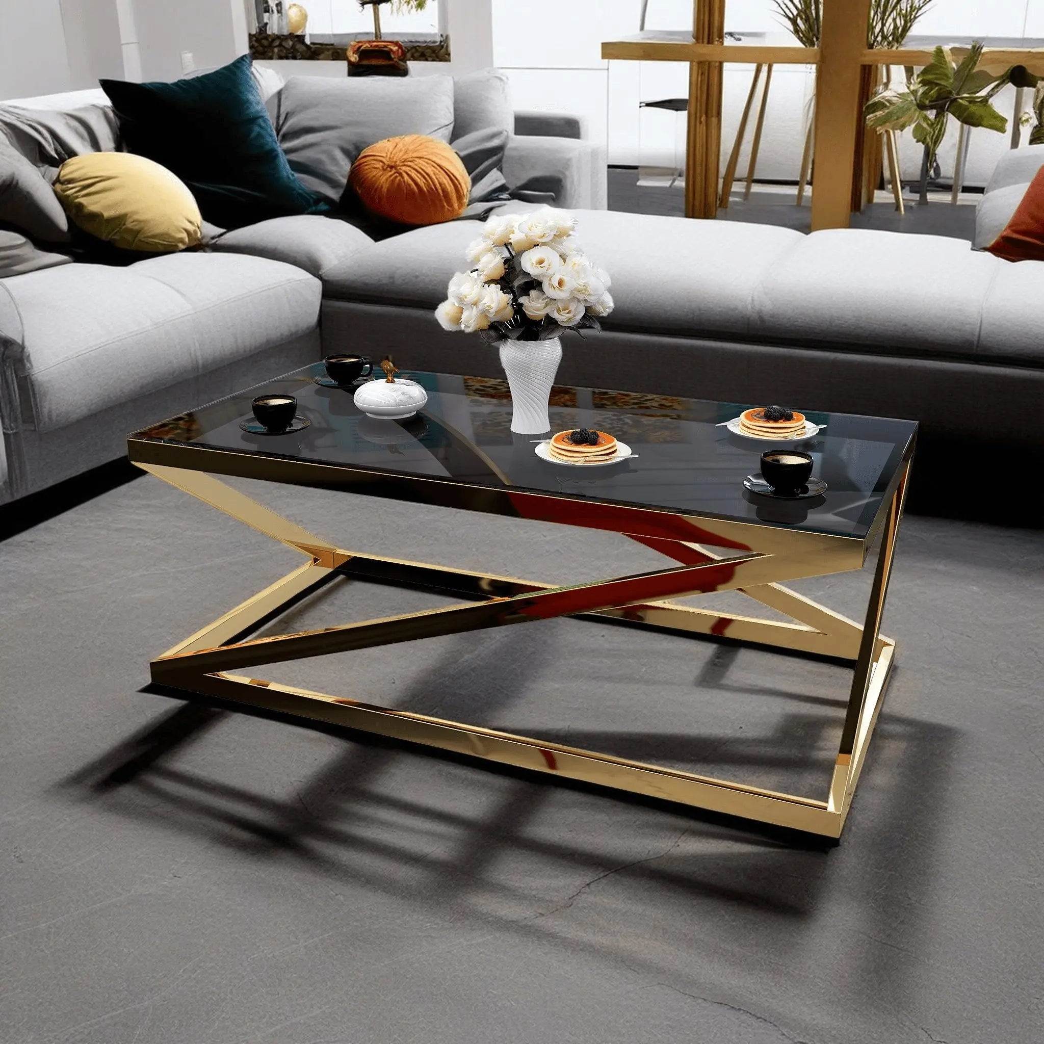 ترابيزة قهوة بسطح زجاج 60*120*45 سم - RAX36 - Homix