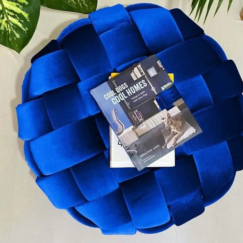 بف خشب زان، 60*47 سم - أزرق