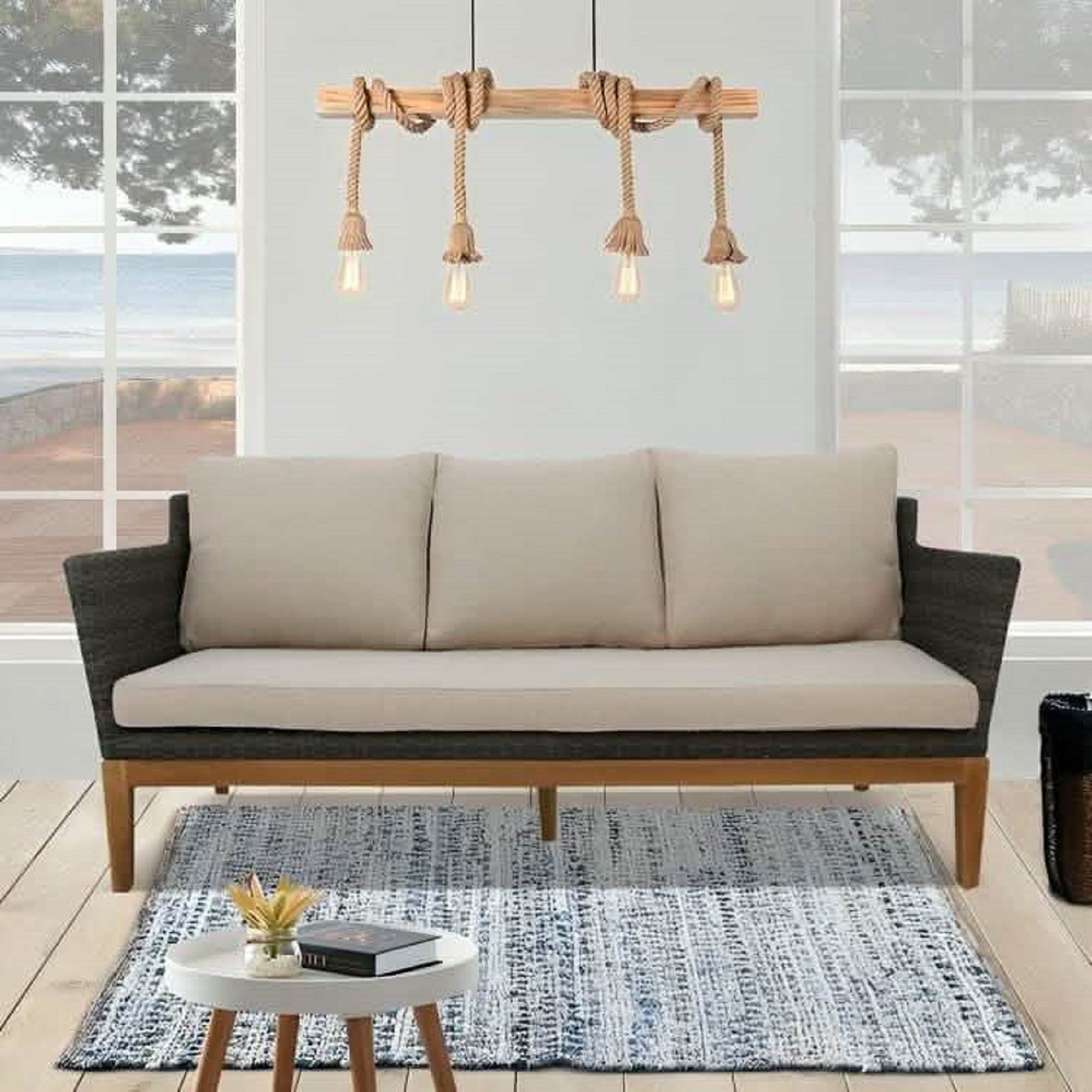 نجفة ستيل و خشب، 60*53 سم