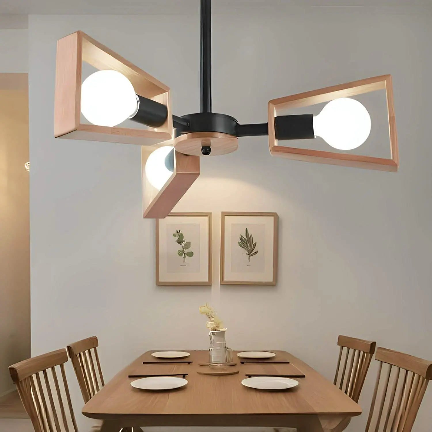 نجفة معدن و خشب، 65*35 سم