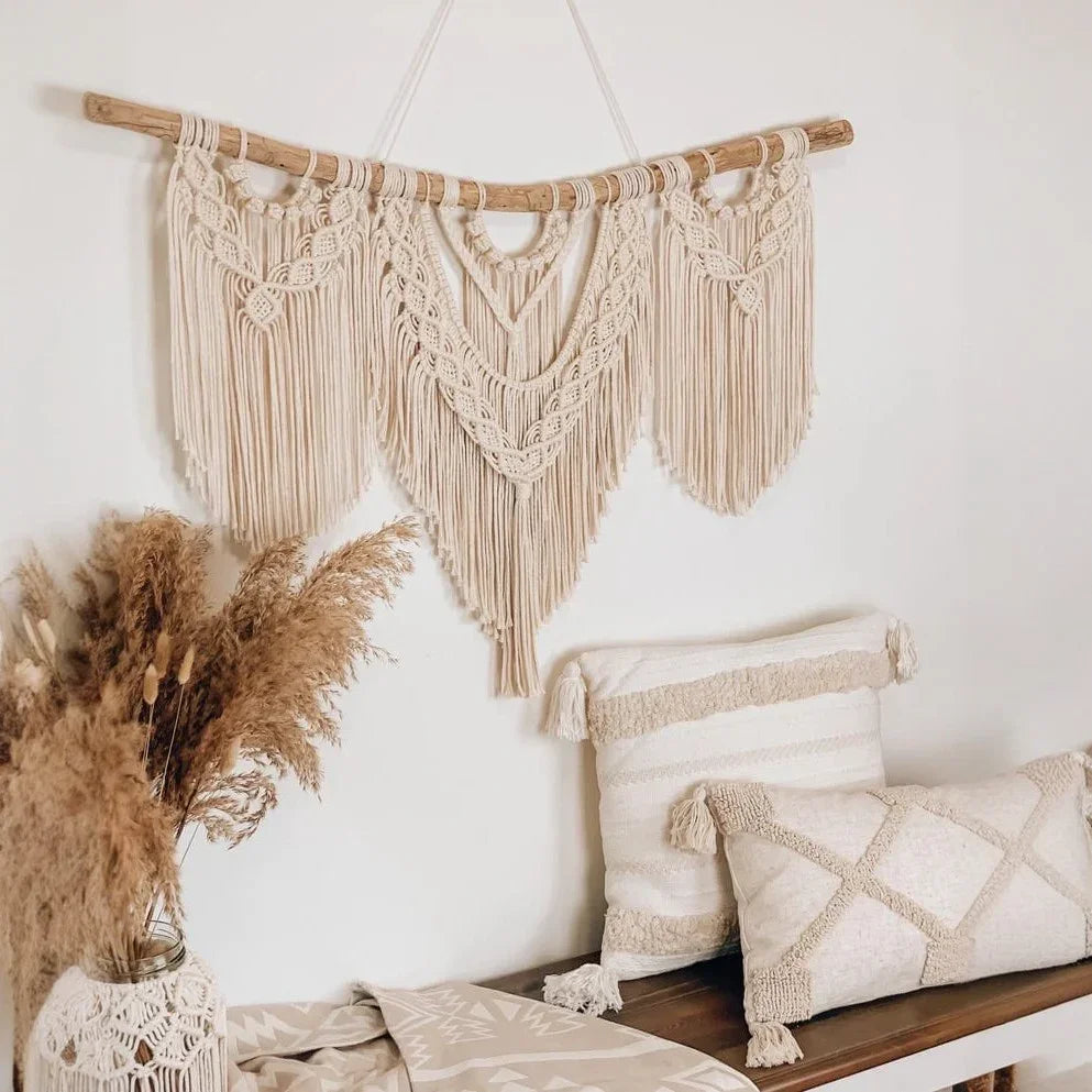 مكرمية حائط خشب، 150*130 سم