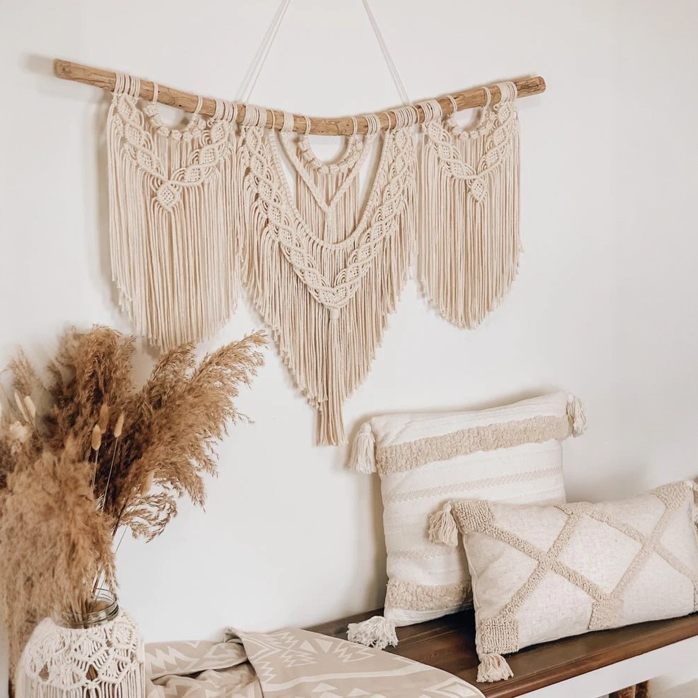 مكرمية حائط خشب، 150*130 سم