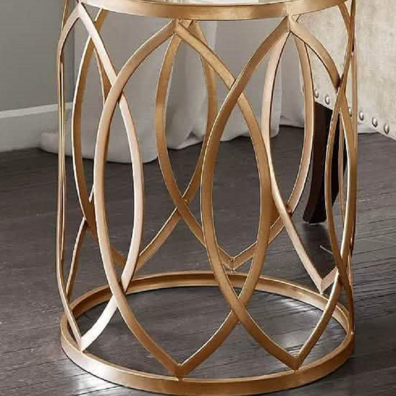 ترابيزة جانبية ستيل بسطح زجاج، 40*40*50 سم