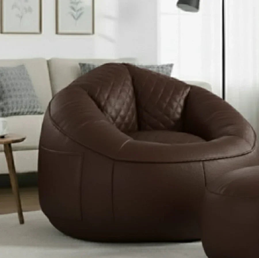 طقم بين باج مع بف جلد، قطعتين - بني غامق