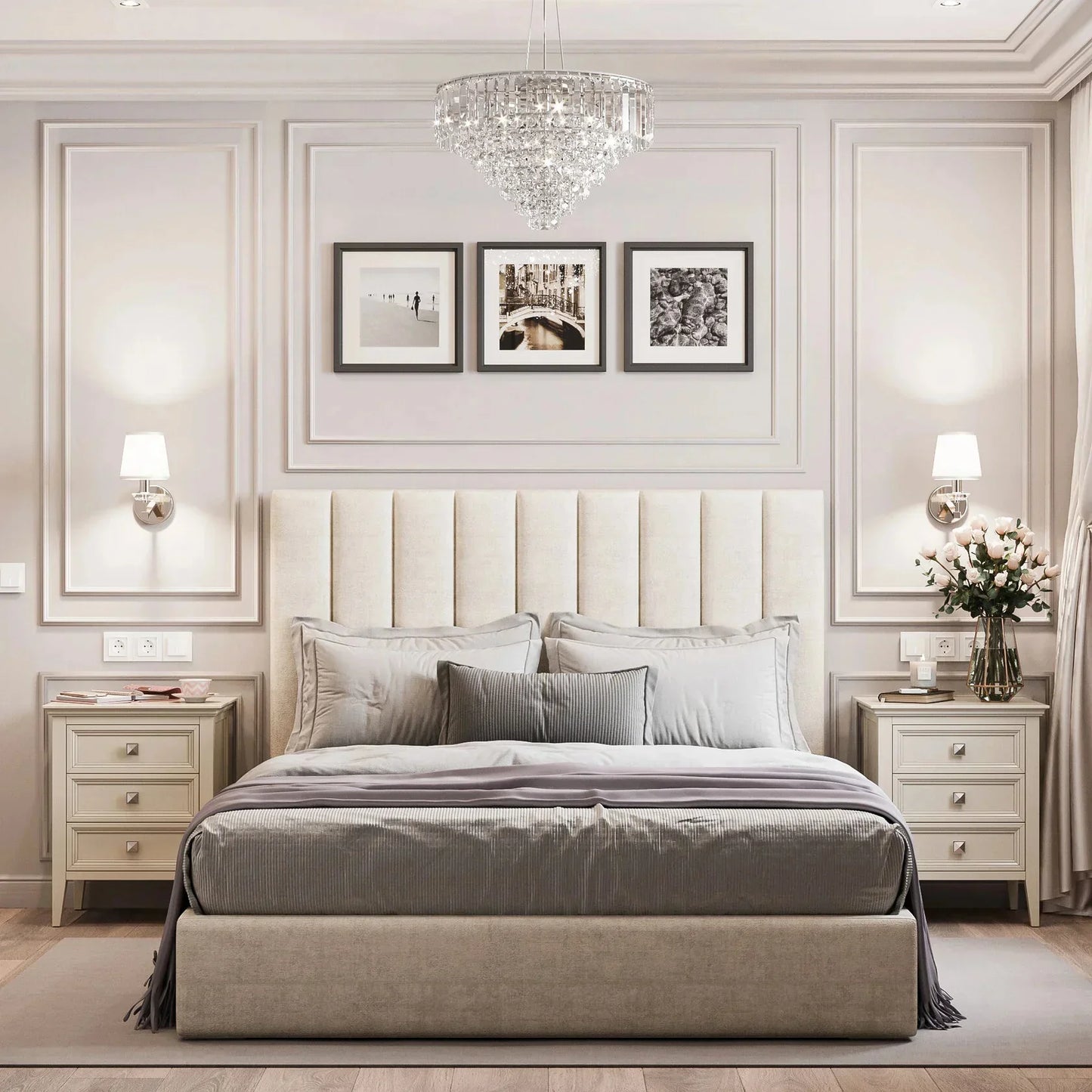 سرير كينج خشب ام دي اف و زان، 160*200*120 سم