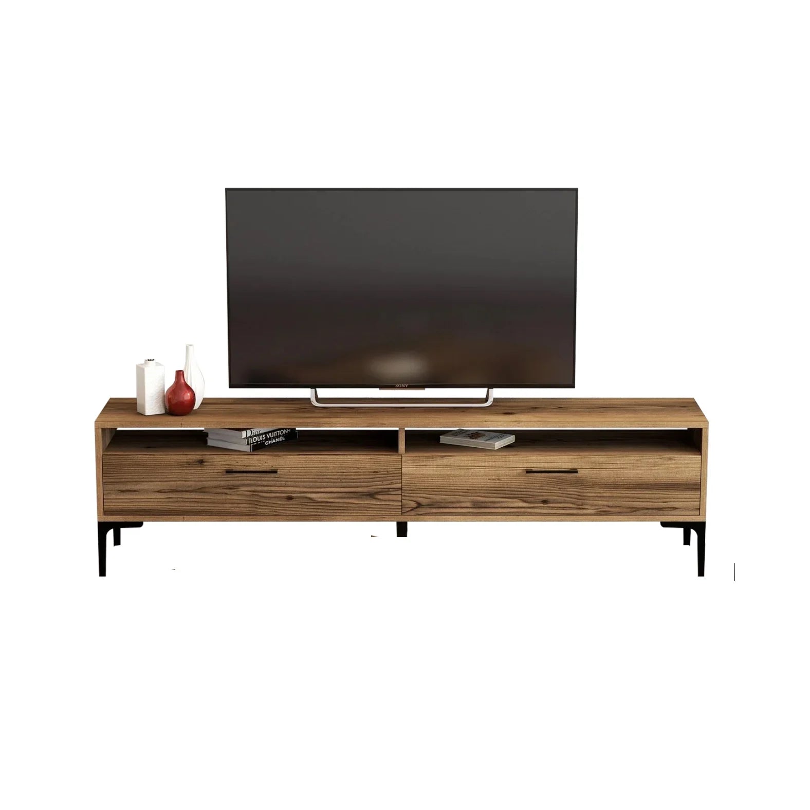 طقم ترابيزة تليفزيون مع ترابيزة قهوة، خشب ام دي اف - قطعتين