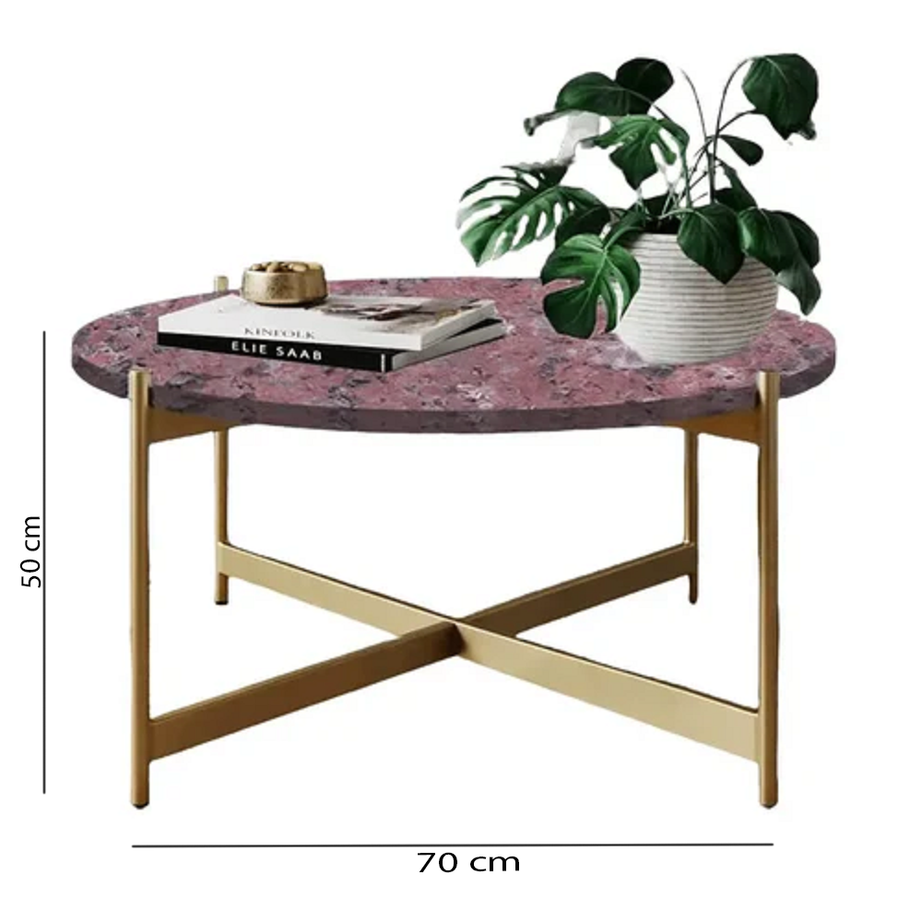 ترابيزة قهوة معدن بسطح جرانيت 70*50 سم - LUS26