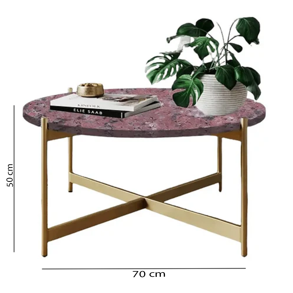 ترابيزة قهوة معدن بسطح جرانيت 70*50 سم - LUS26