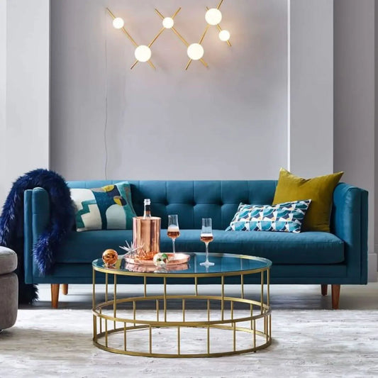 ترابيزة قهوة ستيل بسطح زجاج، 70*70*50 سم