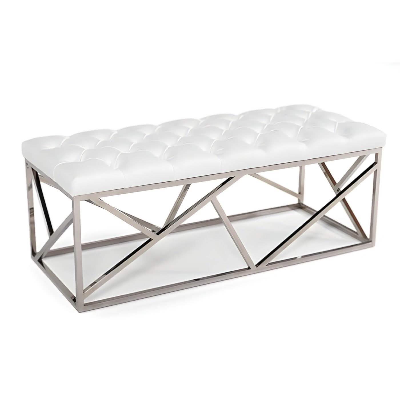 بانكيت ستيل بسطح جلد كابتونيه، 120*40*45 سم