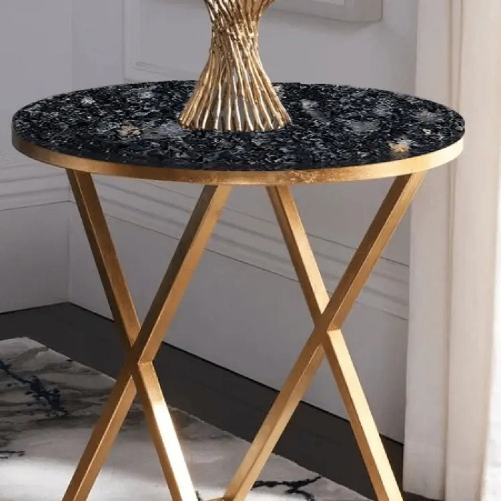 ترابيزة جانبية معدن بسطح رخام، 45*50 سم