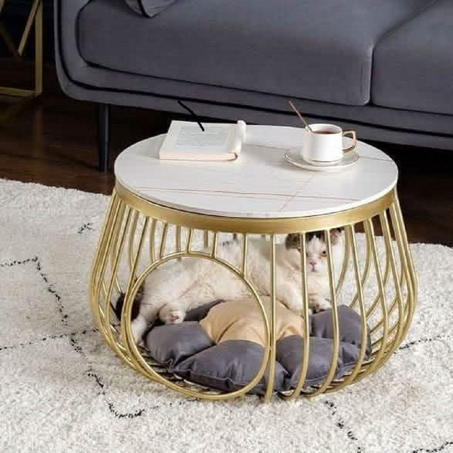 ترابيزة جانبية ستيل بسطح رخام، 75*75*45 سم