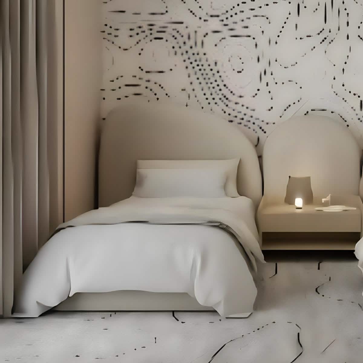 سريرين فردي مع كومود ، سرير خشب كونتر ، كومود ام دي اف
