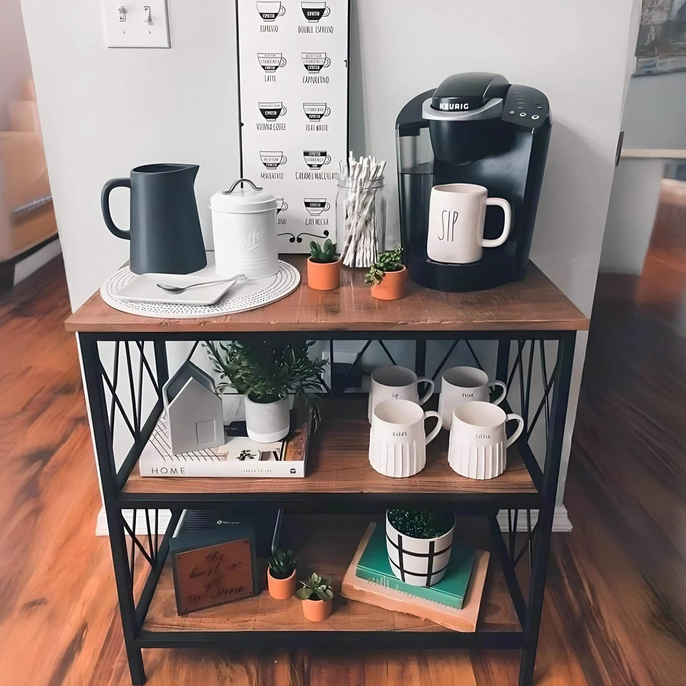 كوفي كورنر ستيل وخشب، 90*50*100 سم