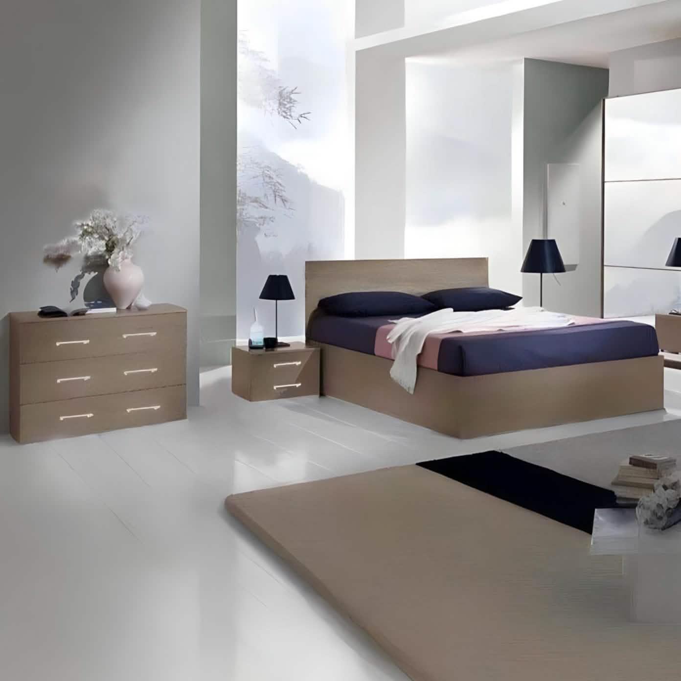 غرفة نوم كاملة، خشب ام دي اف - 5 قطع