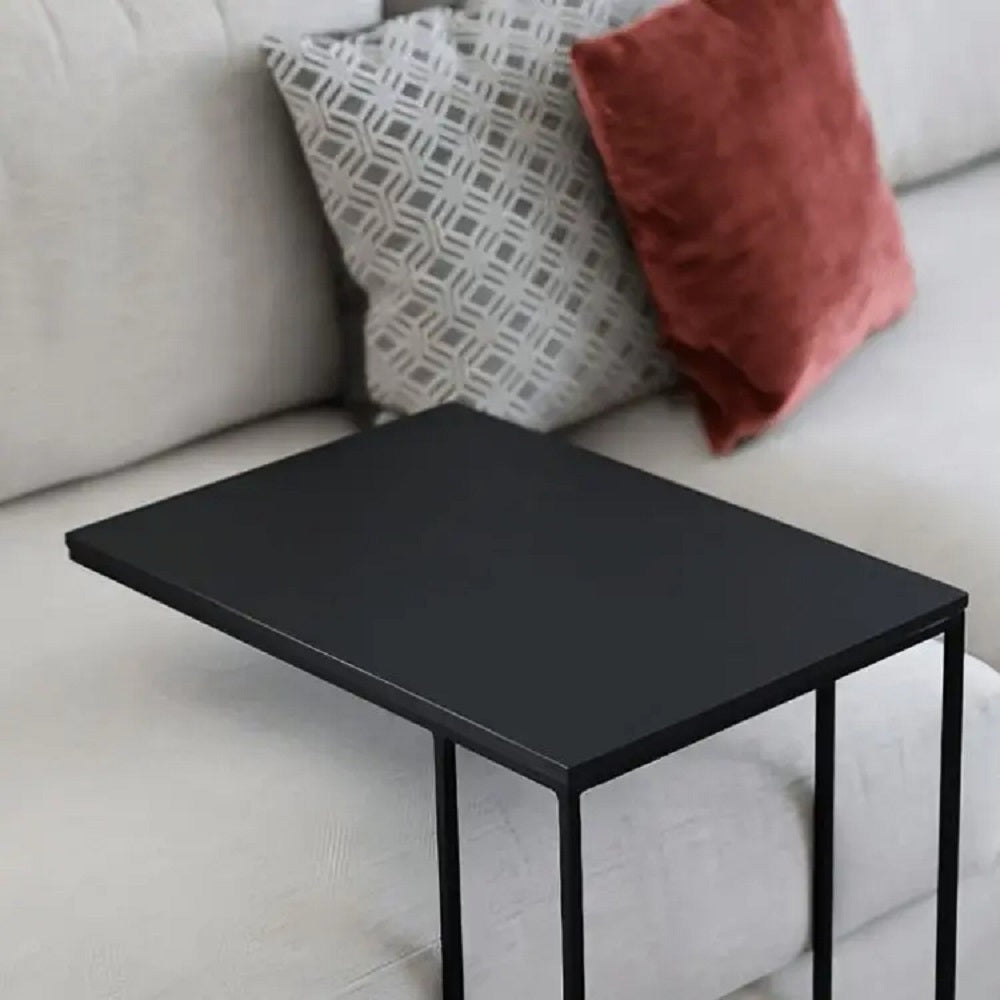 ترابيزة جانبية معدن بسطح خشب، 50*50*40 سم