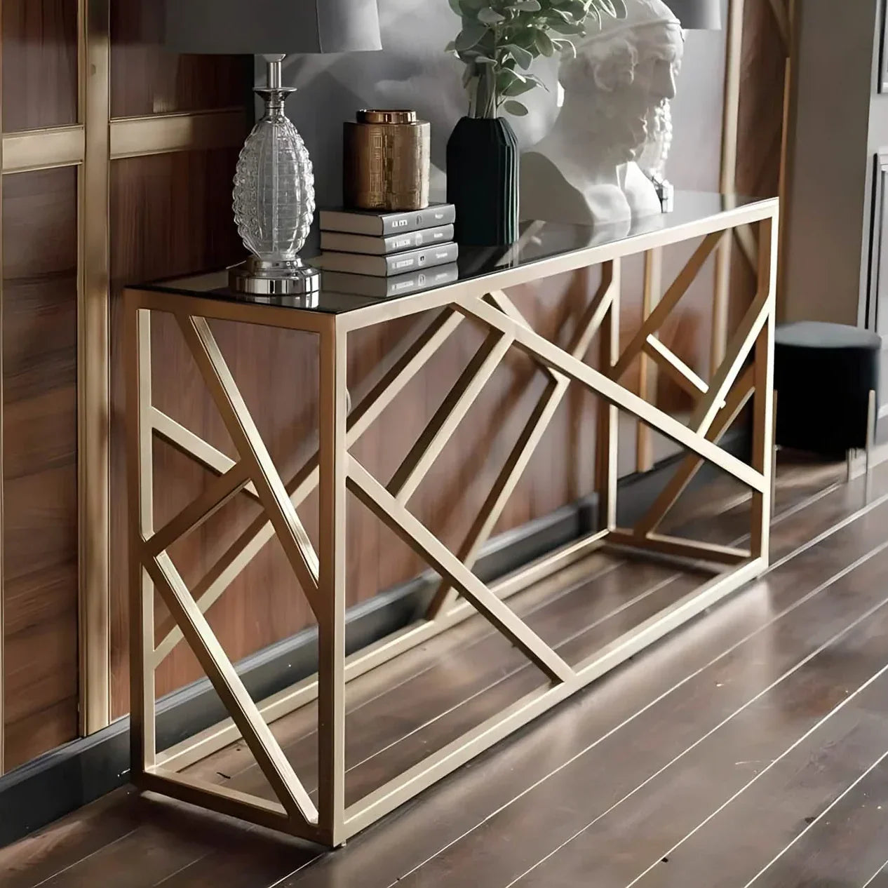 كونسول ستيل بسطح زجاج، 120*40*90 سم