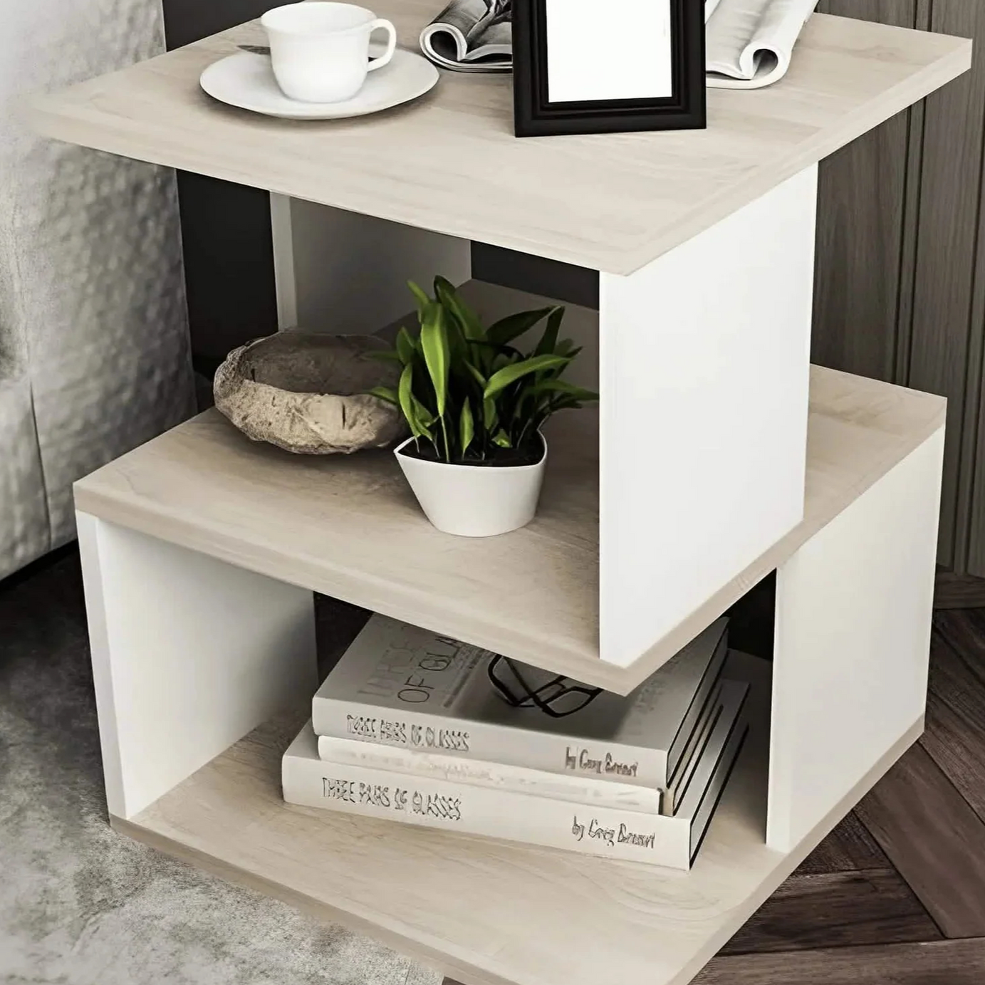 ترابيزة جانبية ام دي اف، 40*40*50 سم - اوف وايت × أبيض