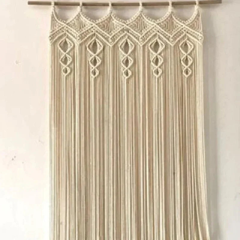 ستارة مكرمية خشب موسكي وقطن، 120*230 سم