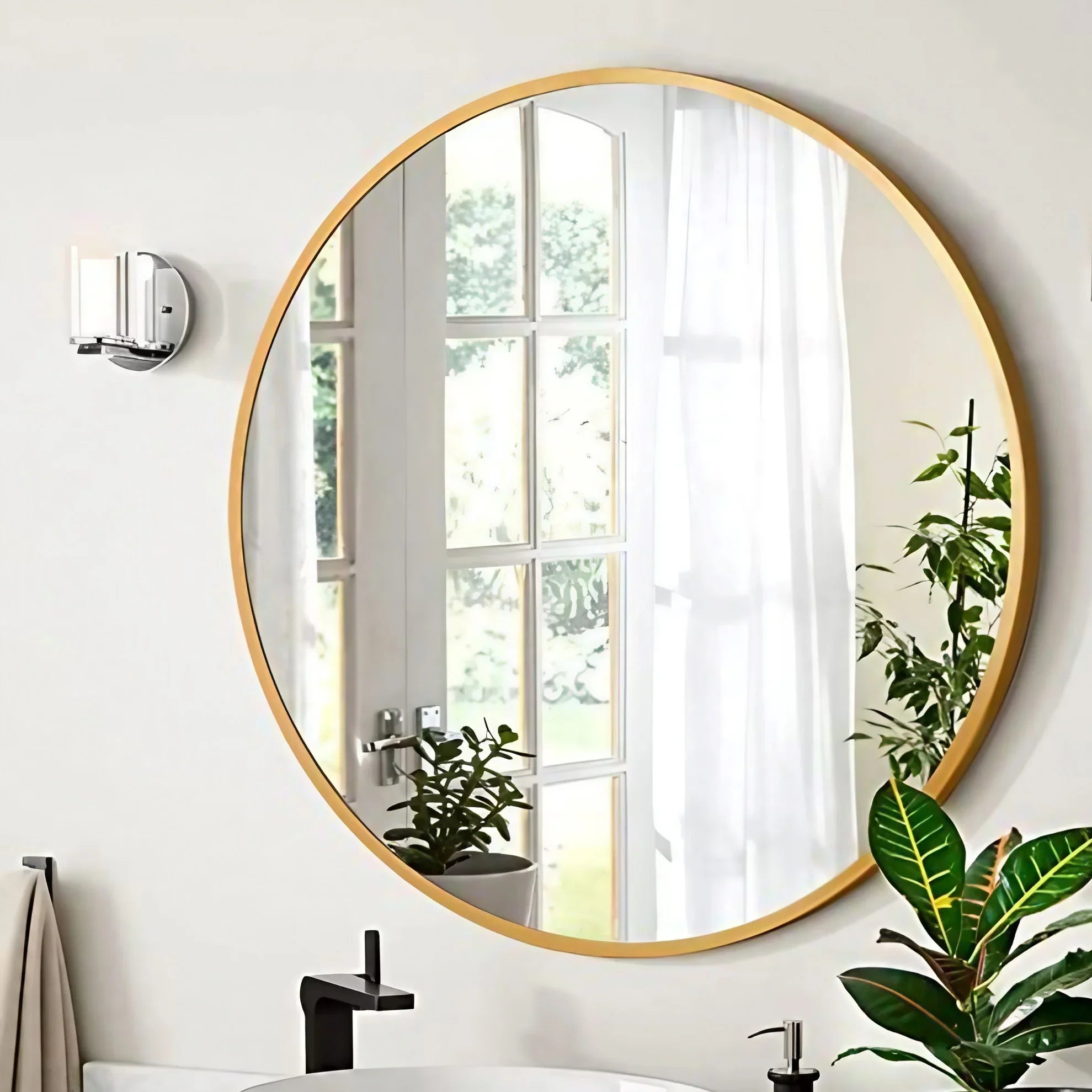 مرايا حائط بإطار خشب ام دي اف، 60*60 سم