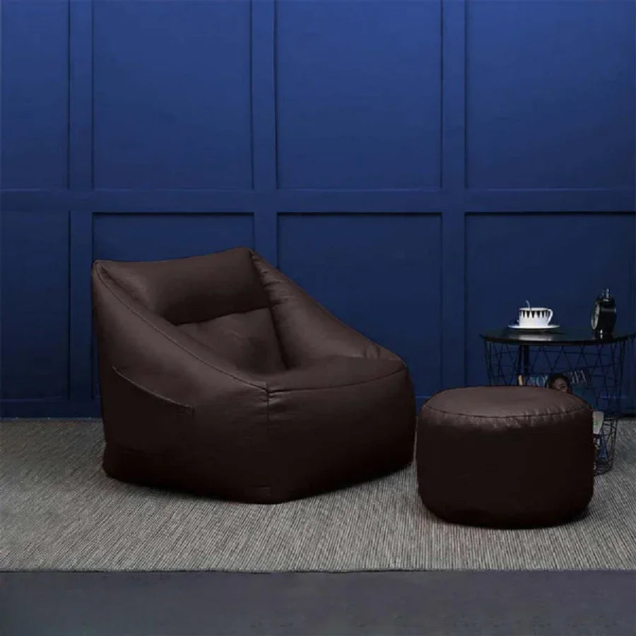 طقم بين باج مع بف جلد، قطعتين -بني