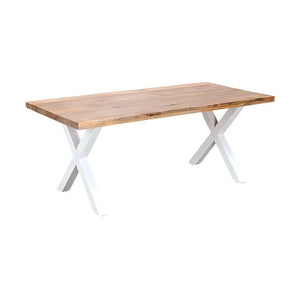 ترابيزة سفرة ابيض وبيج 80*180*80 سم - ROW10 Iron Wood