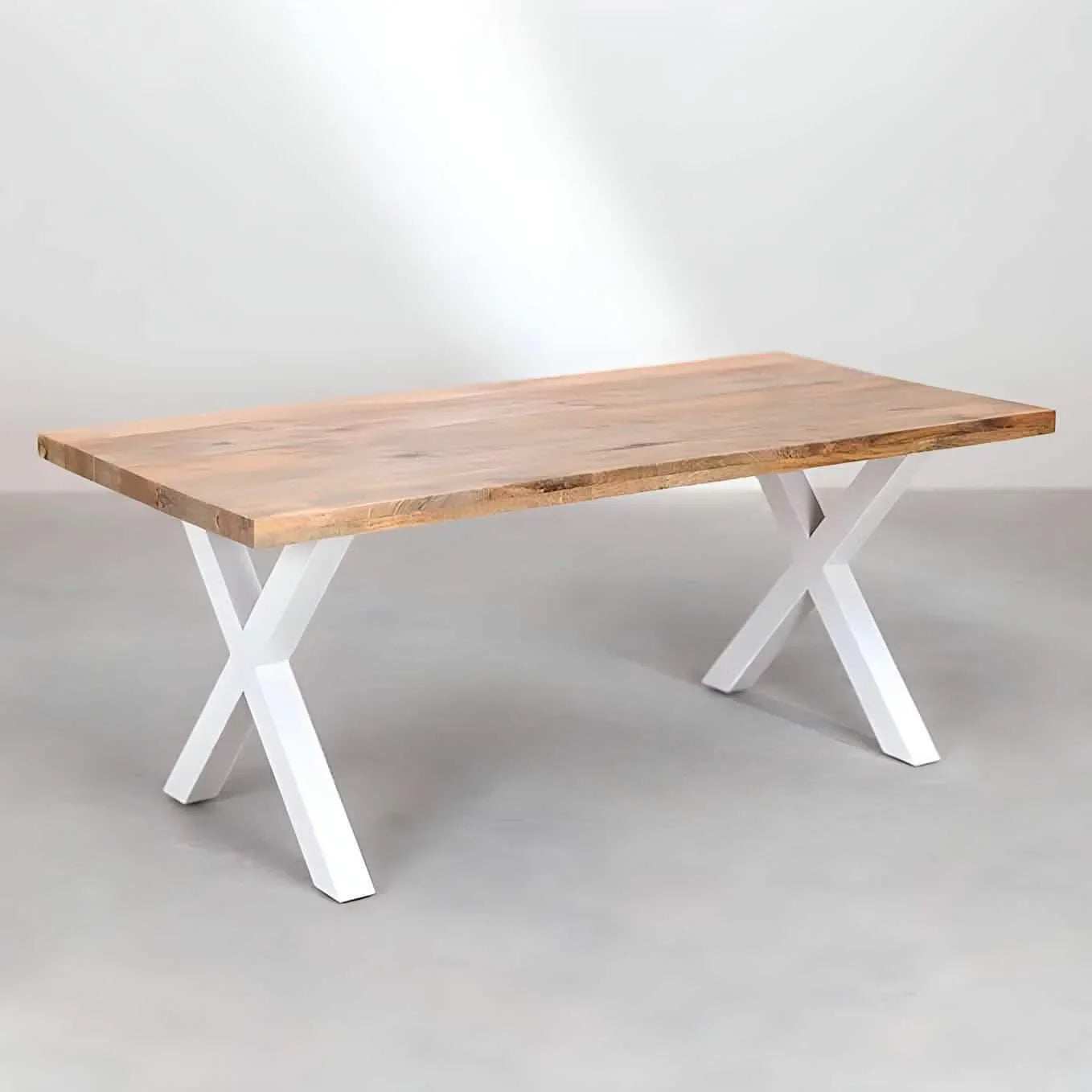 ترابيزة سفرة ابيض وبيج 80*180*80 سم - ROW10 Iron Wood