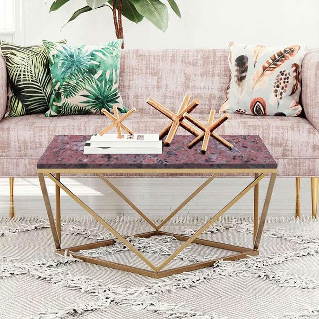 ترابيزة قهوة معدن بسطح جرانيت 80*80*45 سم - LUS4 - Homix