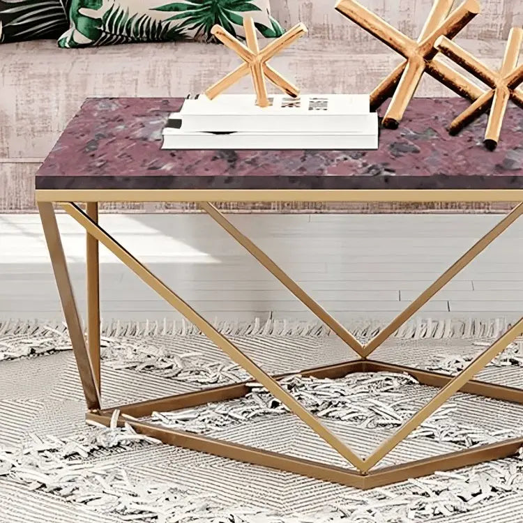 ترابيزة قهوة معدن بسطح جرانيت 80*80*45 سم - LUS4 - Homix