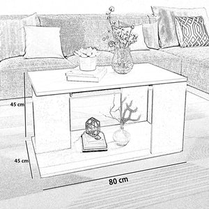 ترابيزة قهوة ام دي اف مستطيلة حديثة بلون ابيض مع سطح انيق وفتحات تخزين مفتوحة تصميم بسيط 80*45*45 سم