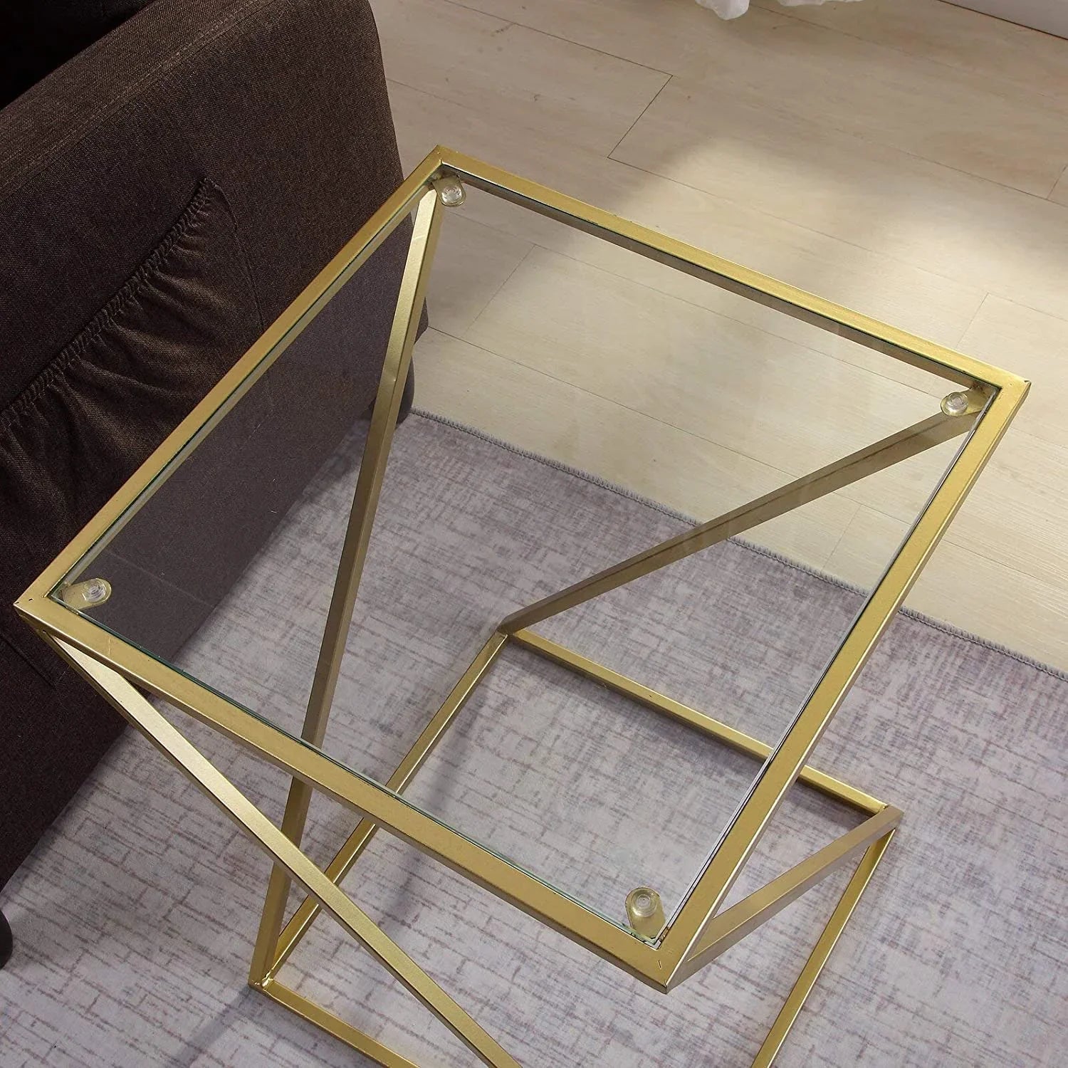ترابيزة جانبية زجاج 30*30*60 سم - RON71 Royal Iron