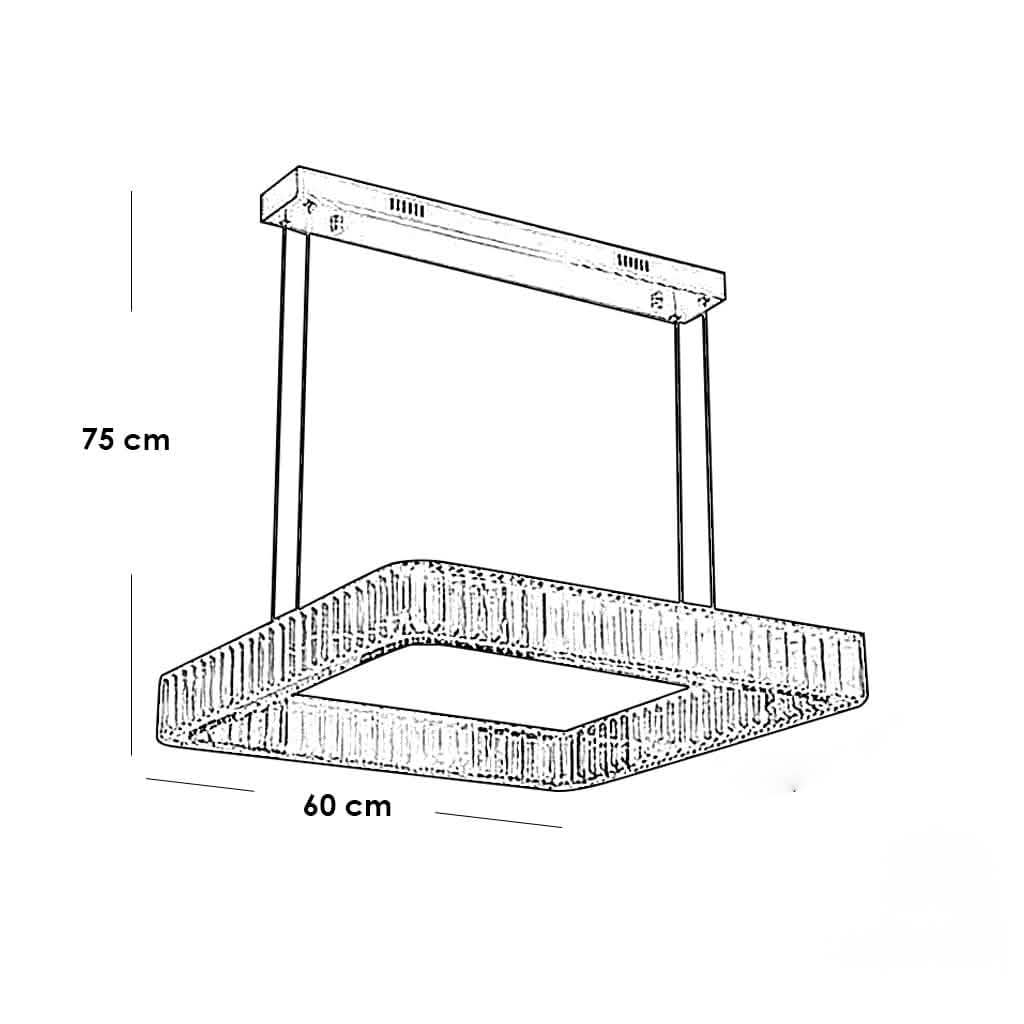 نجفة ستيل و كريستال، 60*75 سم - ذهبي