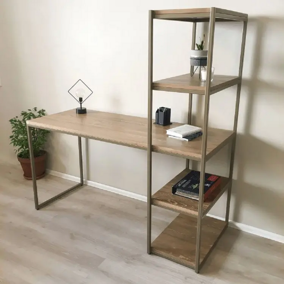 مكتب مزود بوحدة تخزين ام دي اف ومعدن، 120*50*120 سم