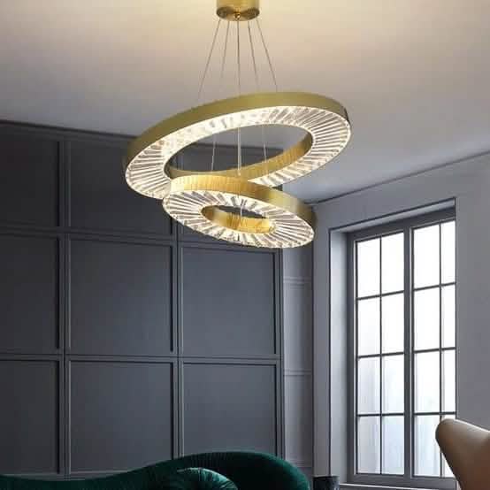 نجفة ستيل و كريستال، 60*90 سم - ذهبي