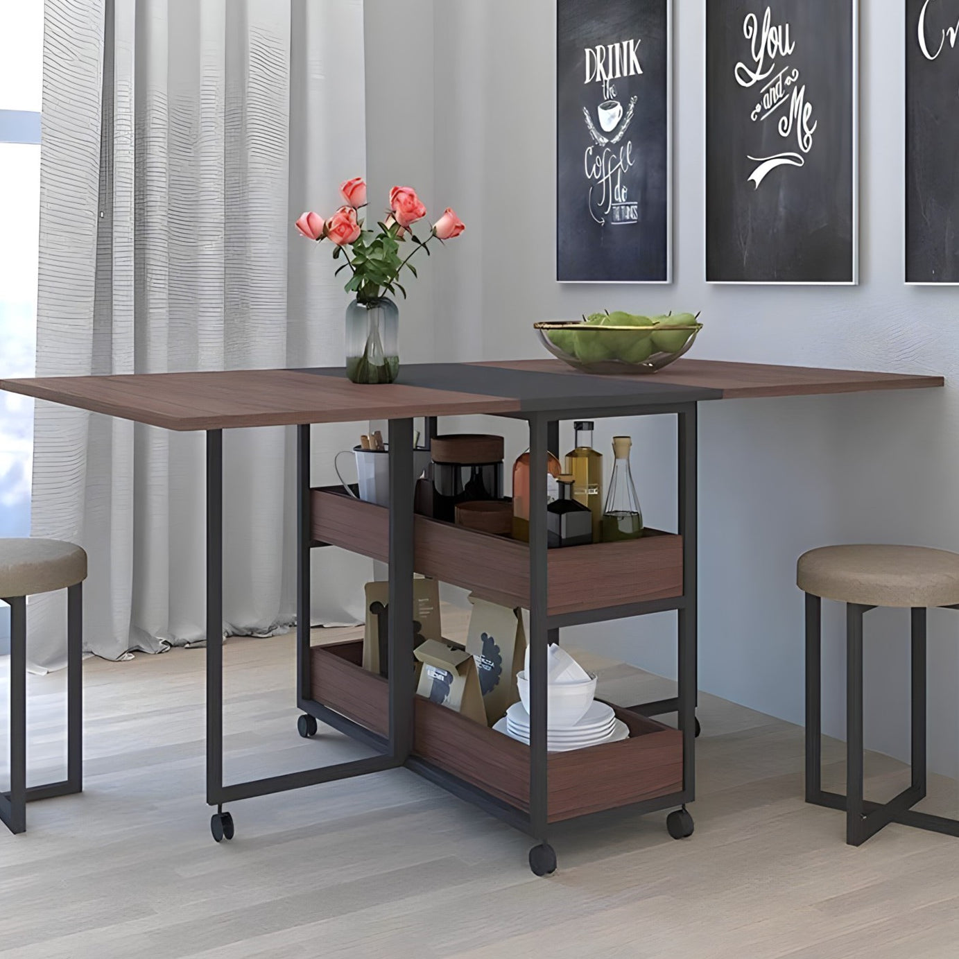 ترابيزة سفرة ستيل و ام دي اف، 150*90*75 سم