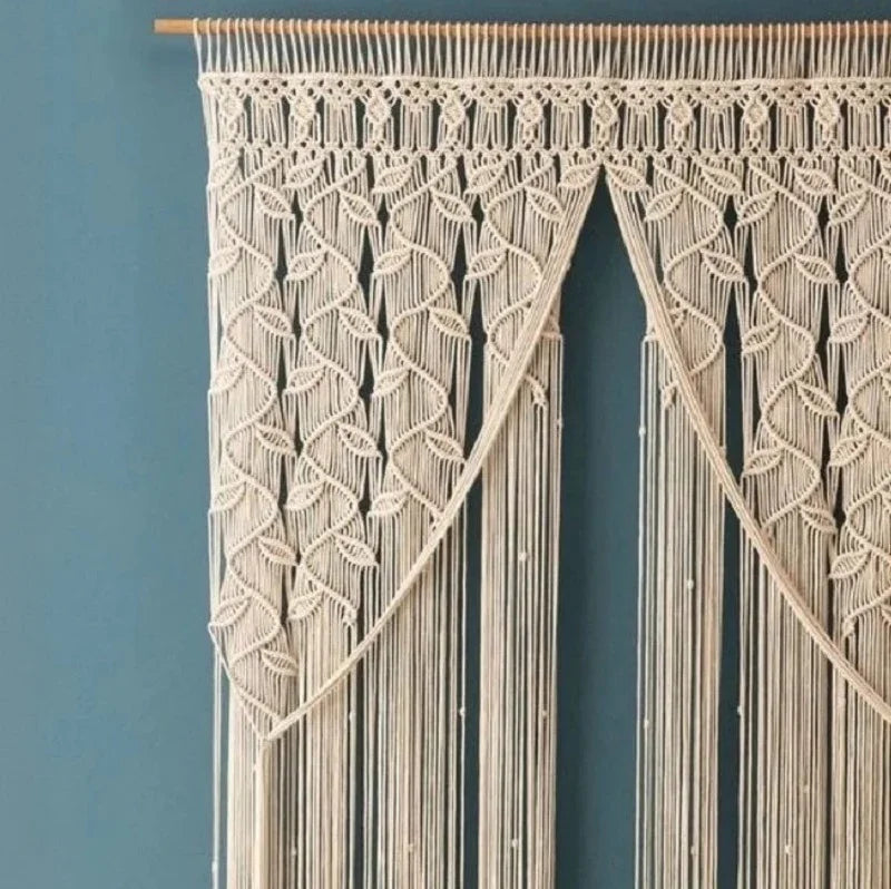 ستارة مكرمية خشب موسكي وقطن، 100*230 سم