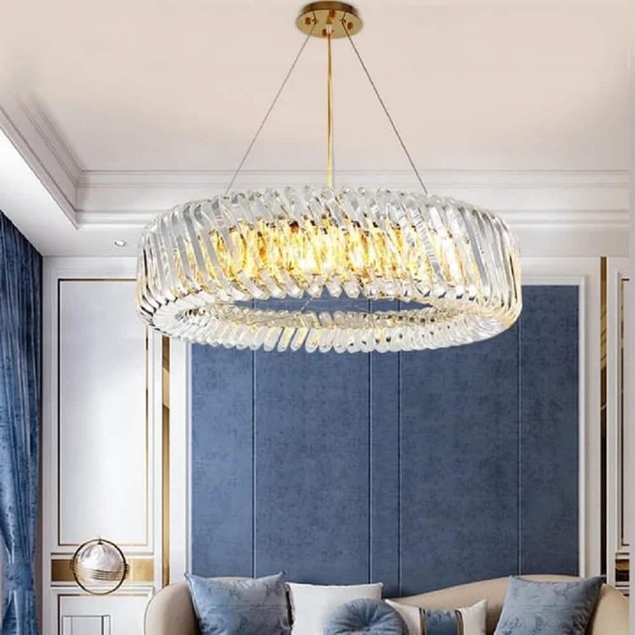 نجفة ستيل و كريستال، 60*85 سم- ذهبي